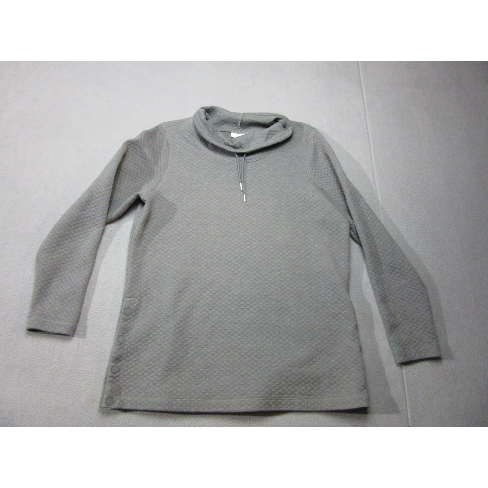 L.L.Bean Sweatshirt Womens Large Gray Knit Softlight Funnelneck Pullover Quilted